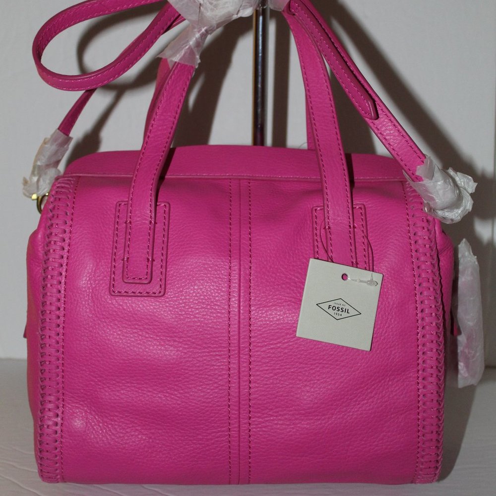 Fossil Emma Satchel PINK Leather Satchel w/Long Adjustable/Detachable Strap NWT